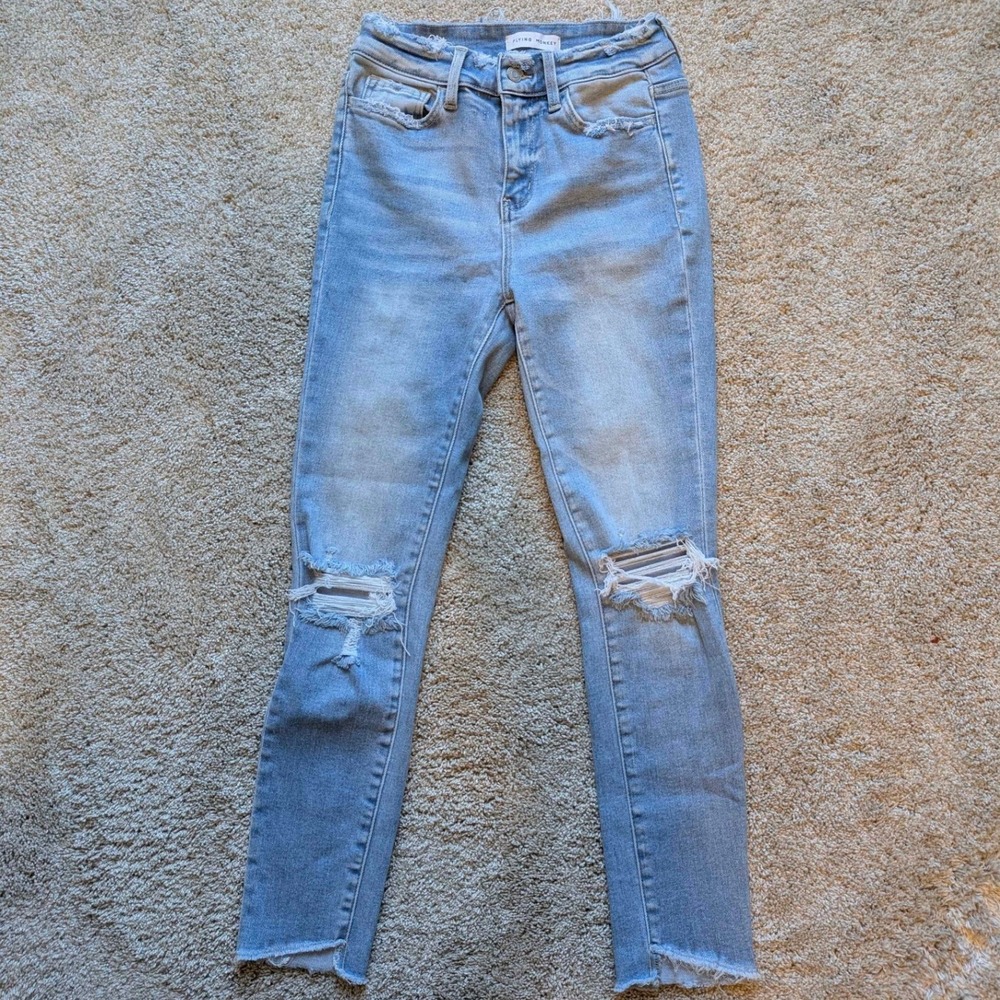 Flying Monkey High Rise Distressed Skinny Jeans Light Wash Size 26